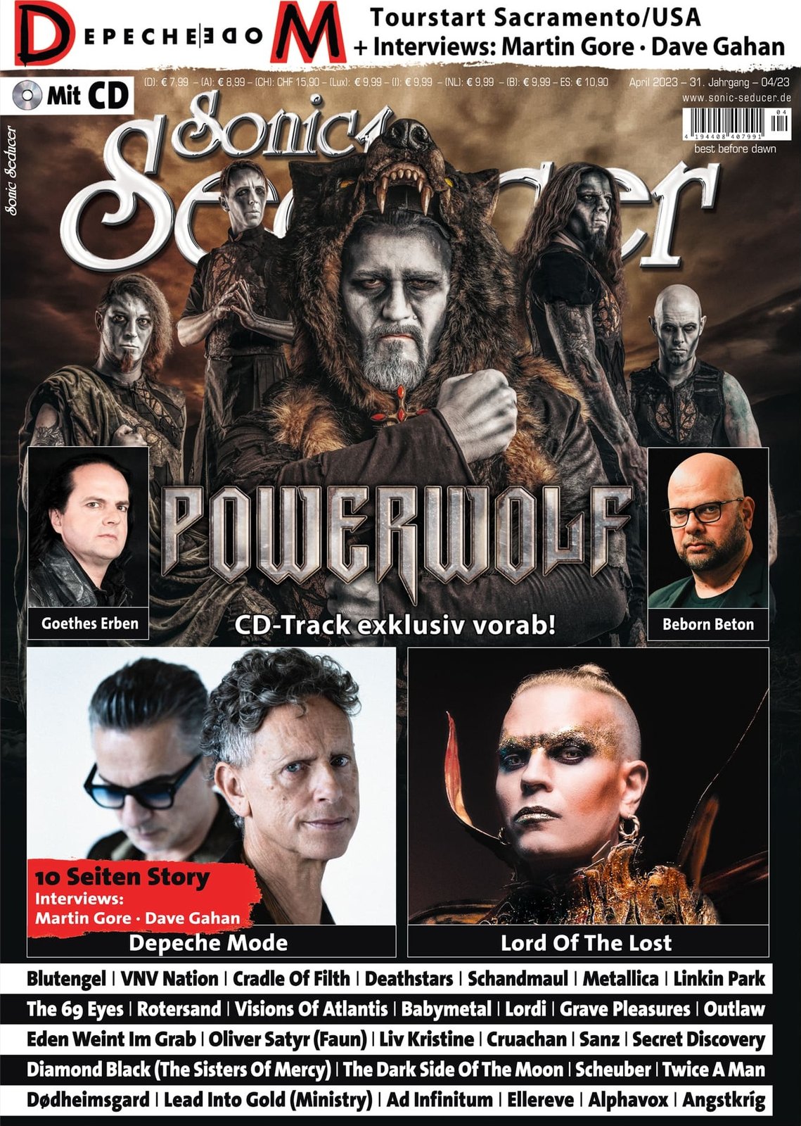 Sonic Seducer Magazin Deutschland 2023-04 Powerwolf Depeche Mode Lord Of The Lost