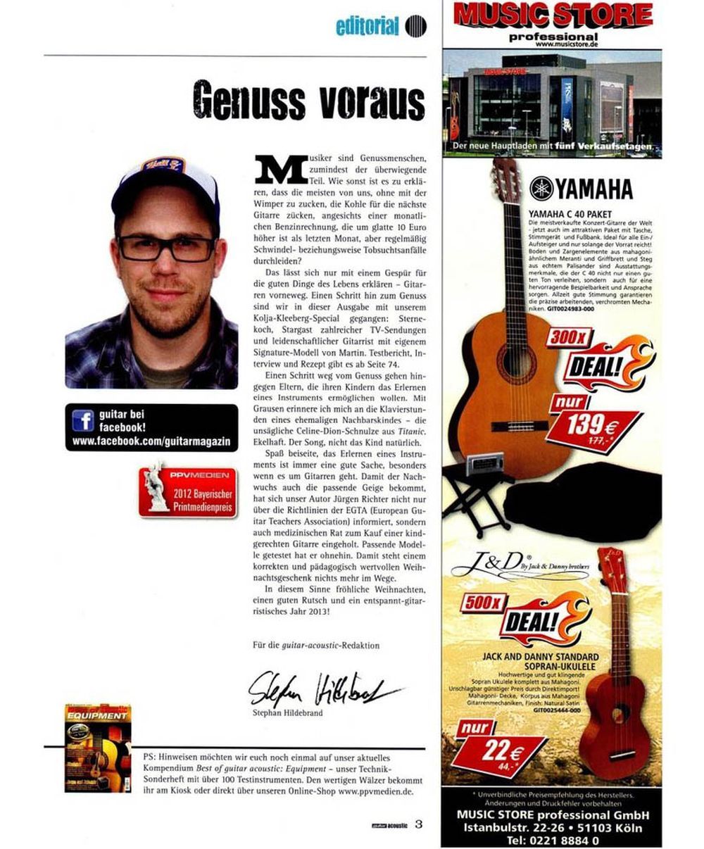 Guitar Acoustic Magazin Deutschland 2013-01 Johnny Cash Steel Panther Mick Flannery