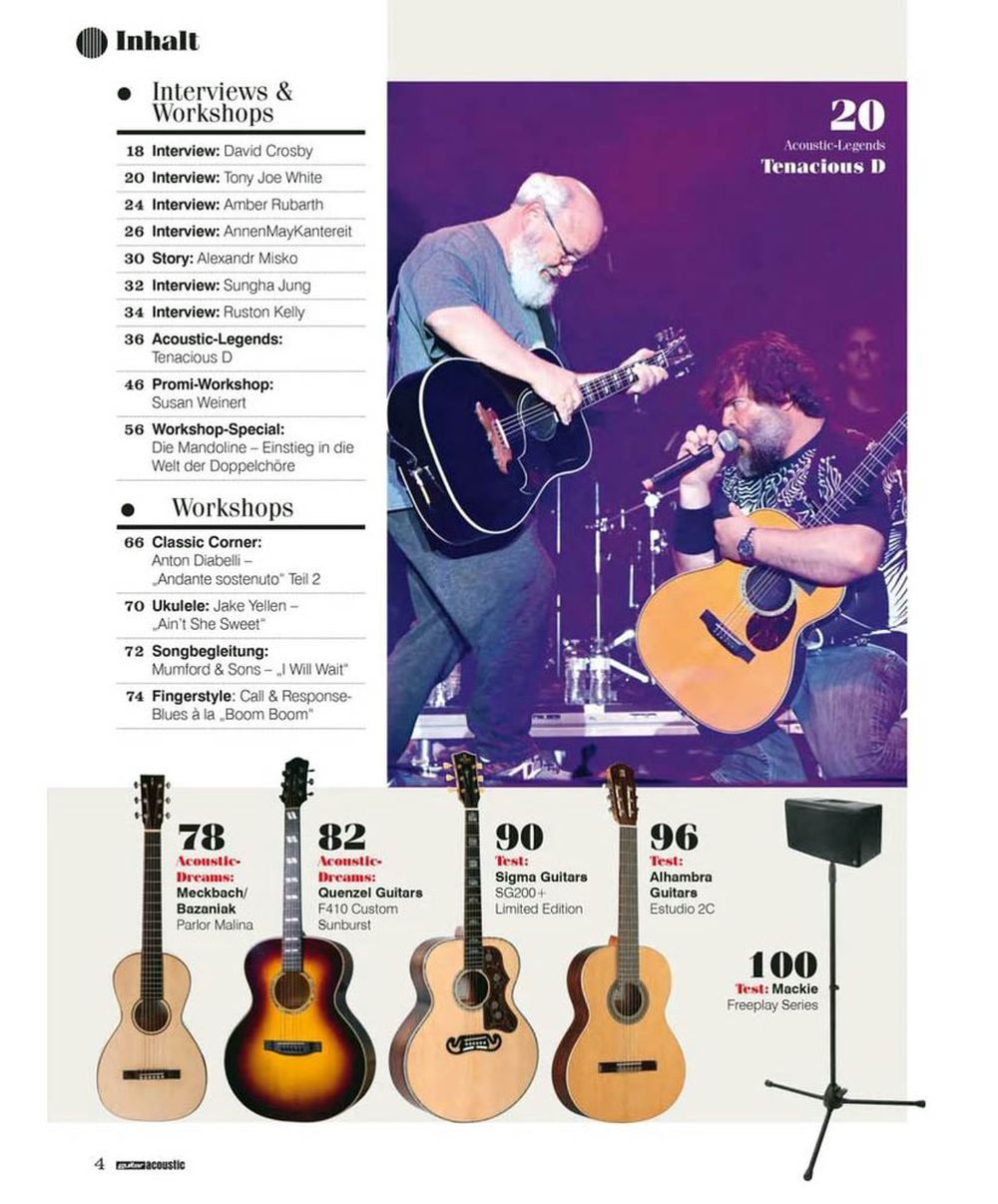 Guitar Acoustic Magazin Deutschland 2019-01 Tenacious D David Crosby Amber Rubarth