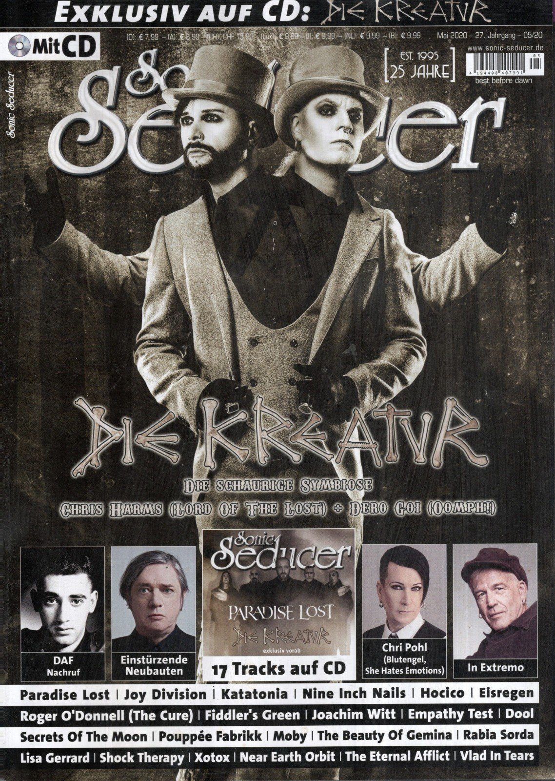 Sonic Seducer Magazine Allemagne 2020-05 Die Kreatur DAF Joy Division Chris Harms Dero Goi Édition originale