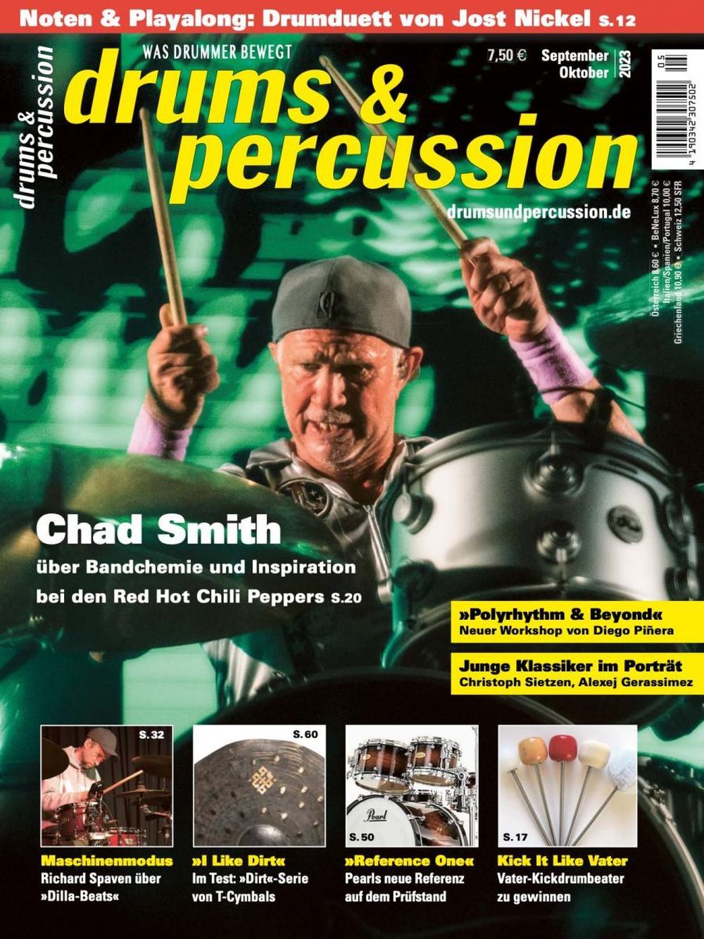 Drums & Percussions Magasin Tyskland 2023-09+10 Chad Smith Alexej Gerassimez Originaludgave