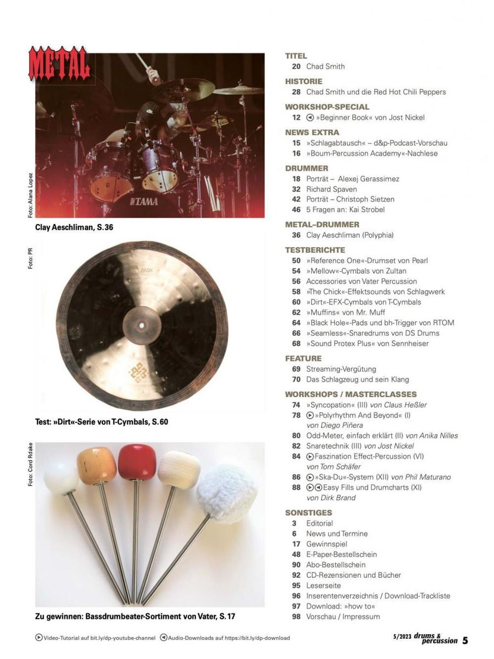 Drums & Percussions Magasin Tyskland 2023-09+10 Chad Smith Alexej Gerassimez Originaludgave
