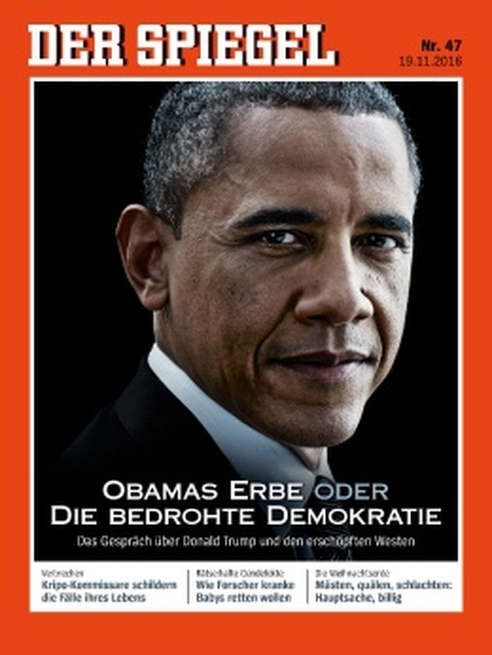 Der Spiegel Lehti Saksa 2016-47 Barack Obama Alkuperäinen painos