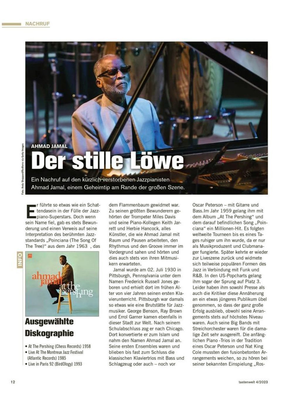 Tastenwelt Magasin Tyskland 2023-04 Esbjörn Svensson George Duke Ahmad Jamal Originaludgave