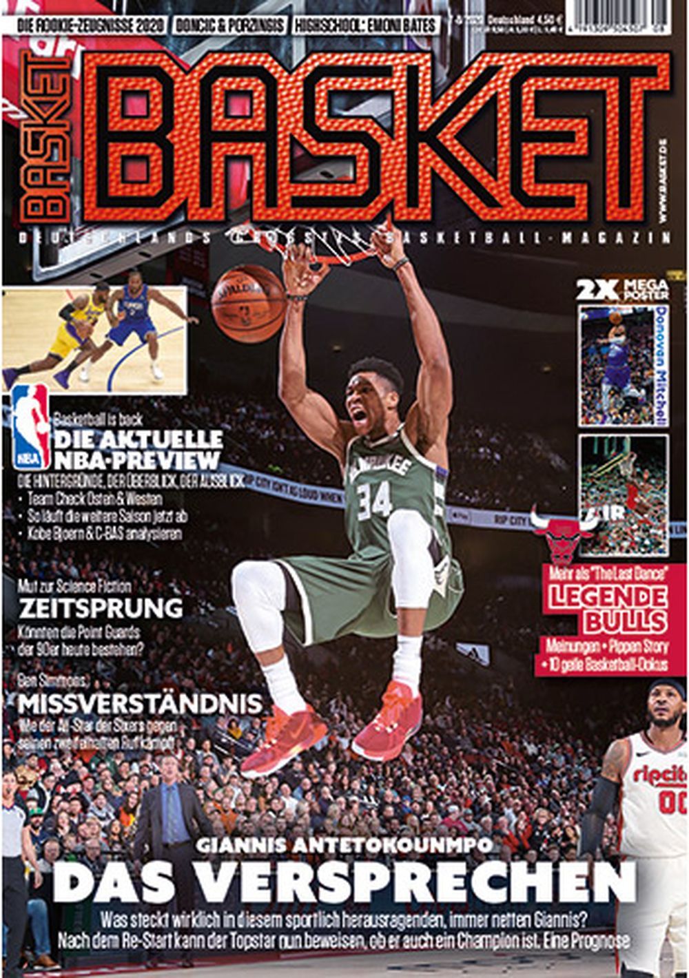 Basket Tijdschrift Duitsland 2020-07+08 Giannis Antetokounmpo Originele uitgave