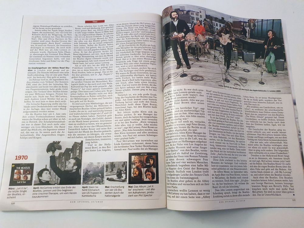 Der Spiegel Revista Alemania 2010-21 The Beatles Edición original