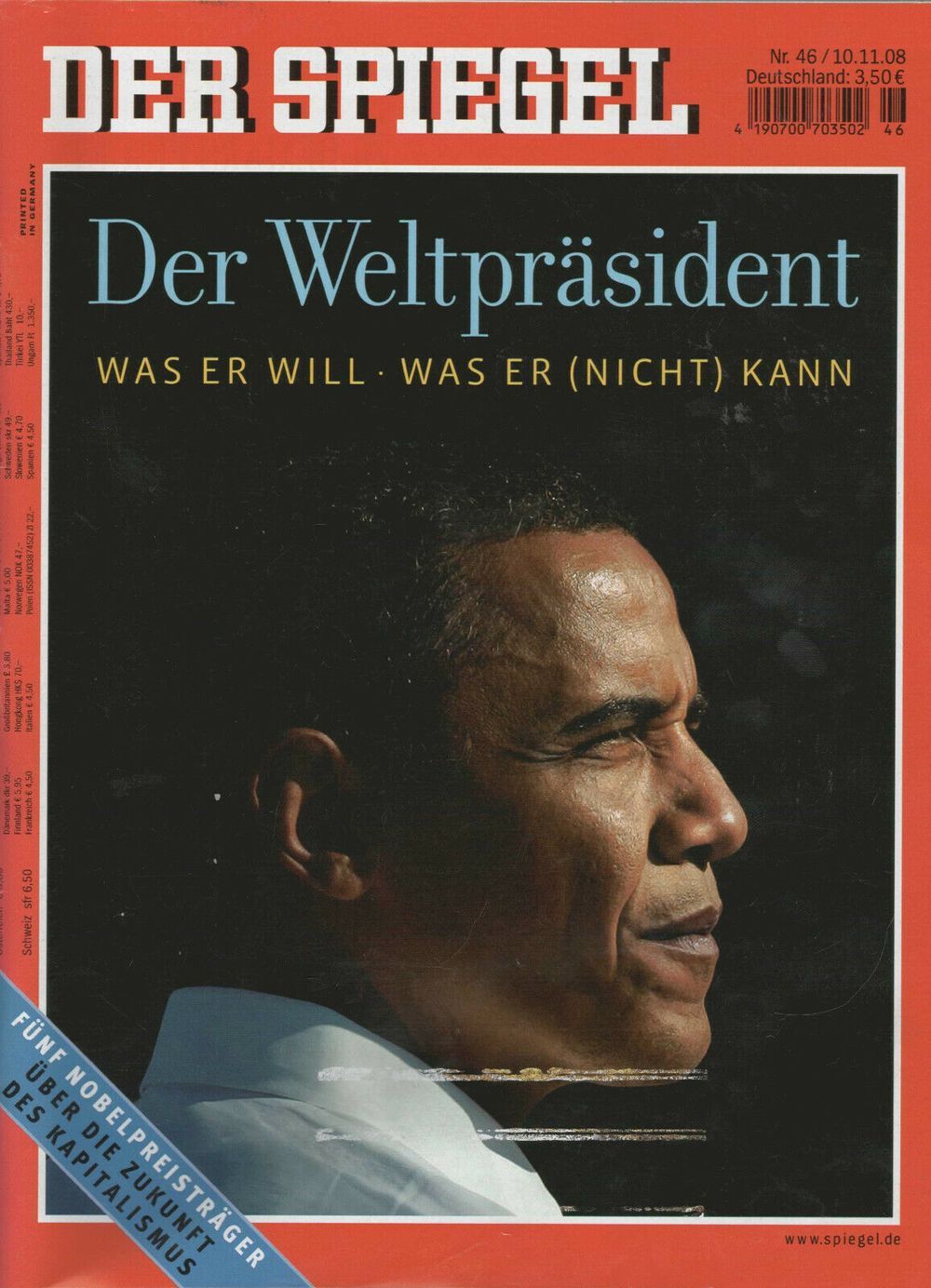 Der Spiegel Magasin Tyskland 2008-46 Barack Obama Originaludgave