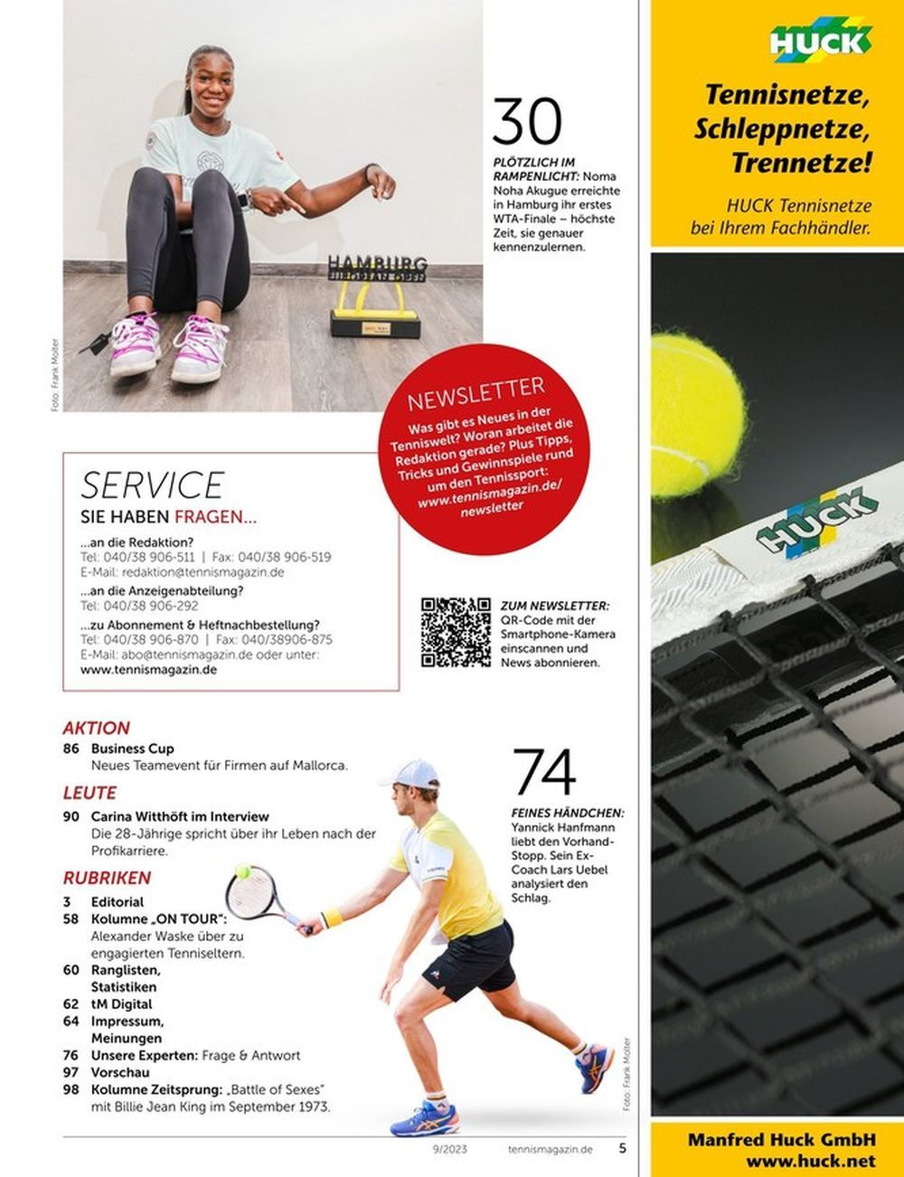 Tennis Magasin Tyskland 2023-09 Alexander Zverev Noma Noha Akugue Originaludgave