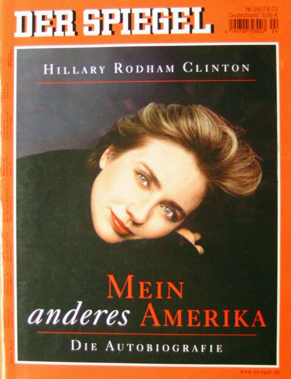 Der Spiegel Lehti Saksa 2003-24 Hillary Clinton