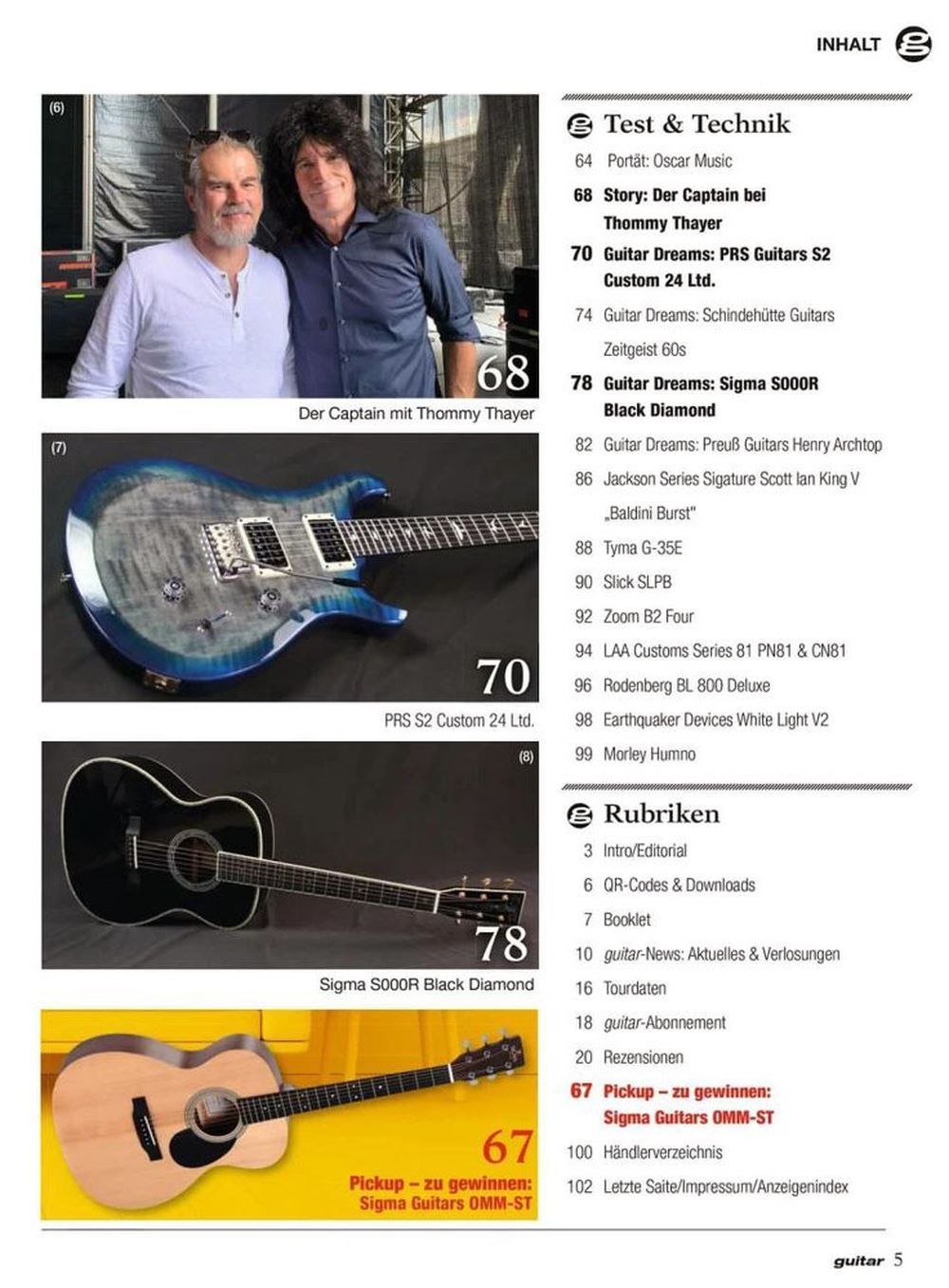 Guitar Revista Alemania 2023-08 Molly Tuttle Deep Purple Doug Aldrich Eloy Edición original