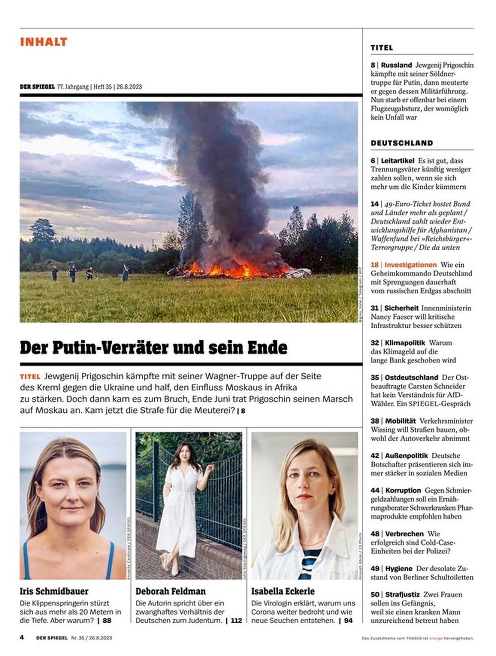 Der Spiegel Magazin Deutschland 2023-35 Yevgeny Prigozhin Prigoschin