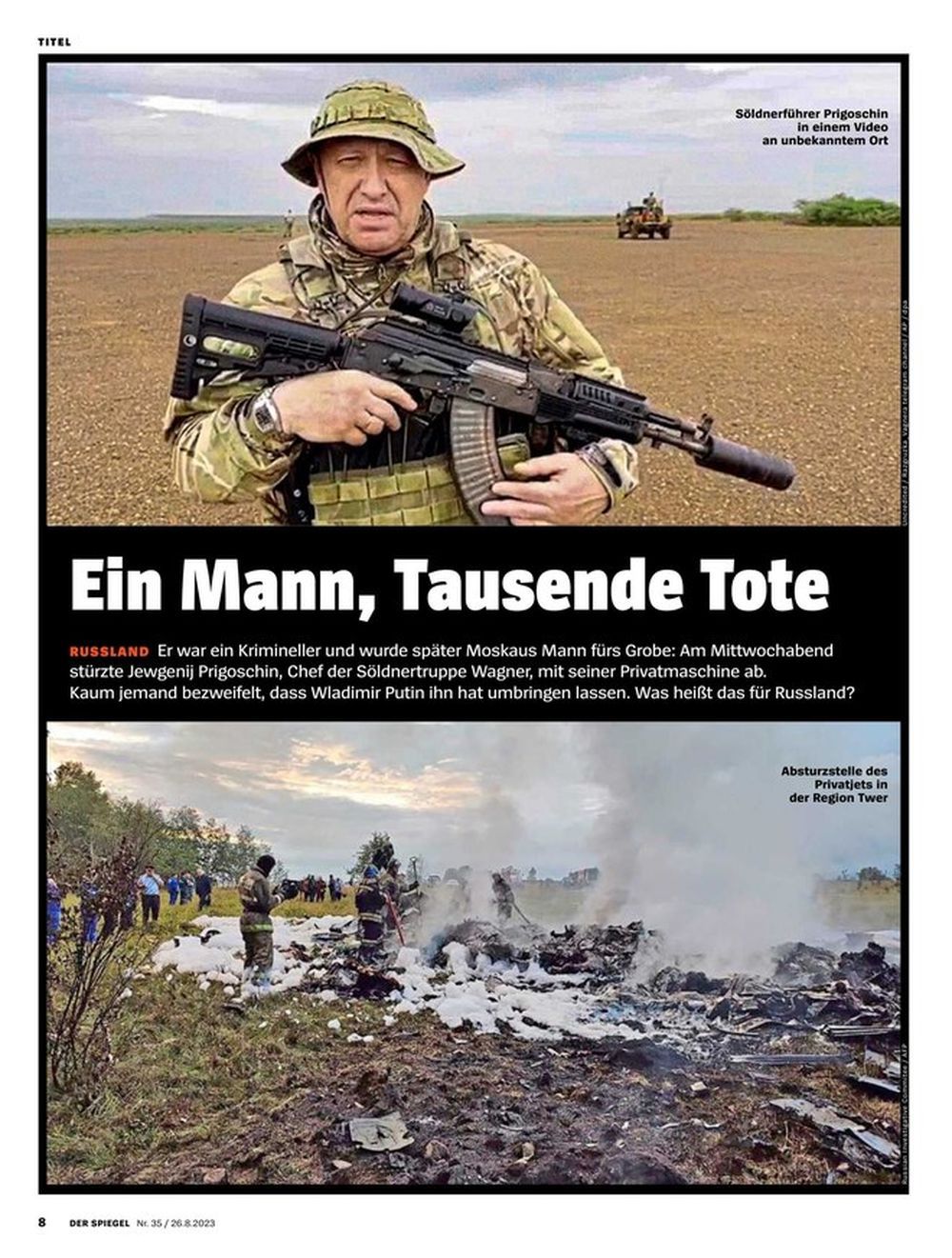 Der Spiegel Magazin Deutschland 2023-35 Yevgeny Prigozhin Prigoschin