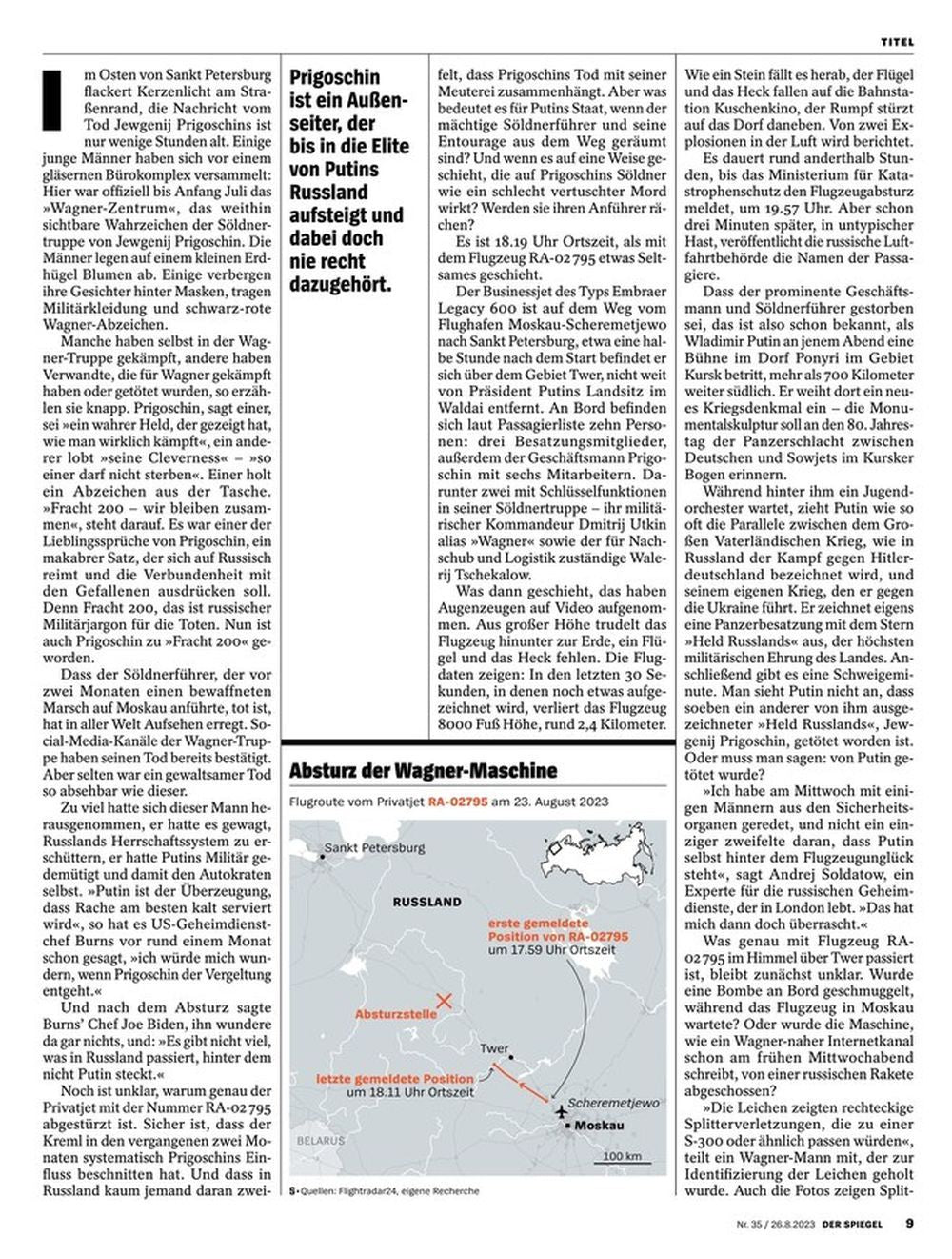 Der Spiegel Magazin Deutschland 2023-35 Yevgeny Prigozhin Prigoschin