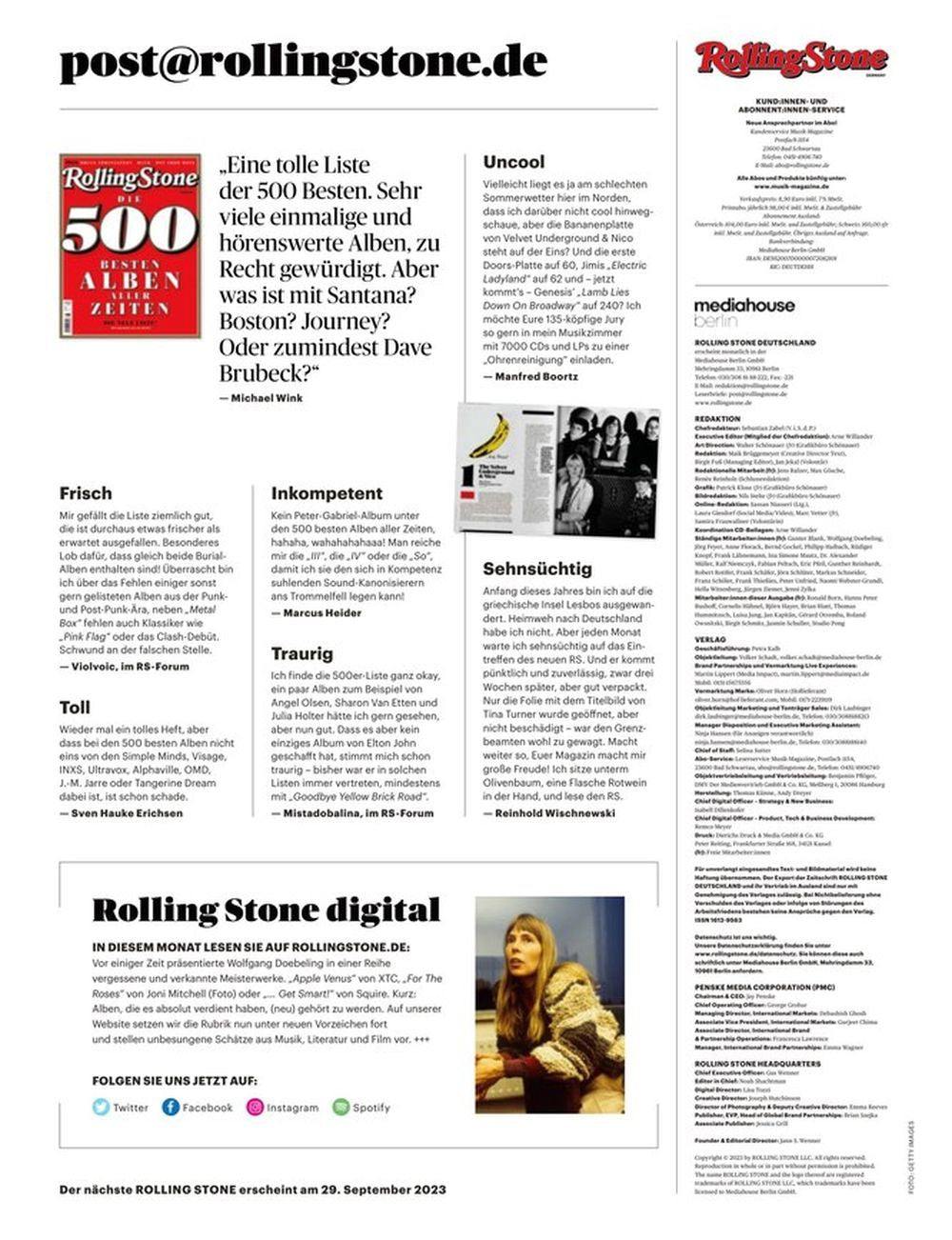 Rolling Stone Magazin Deutschland 2023-09 Sinead O'Connor Johnny Cash Bailey Rae
