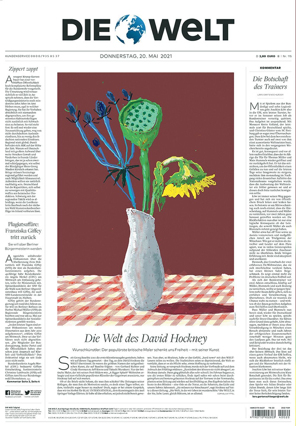 Die Welt Newspaper Duitsland 2021-05 David Hockney Edition Originele uitgave