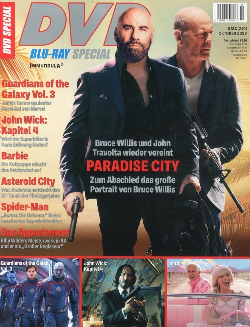 DVD Spezial Magasin Tyskland 2023 #219 John Travolta Bruce Willis Keanu Reeves Originaludgave
