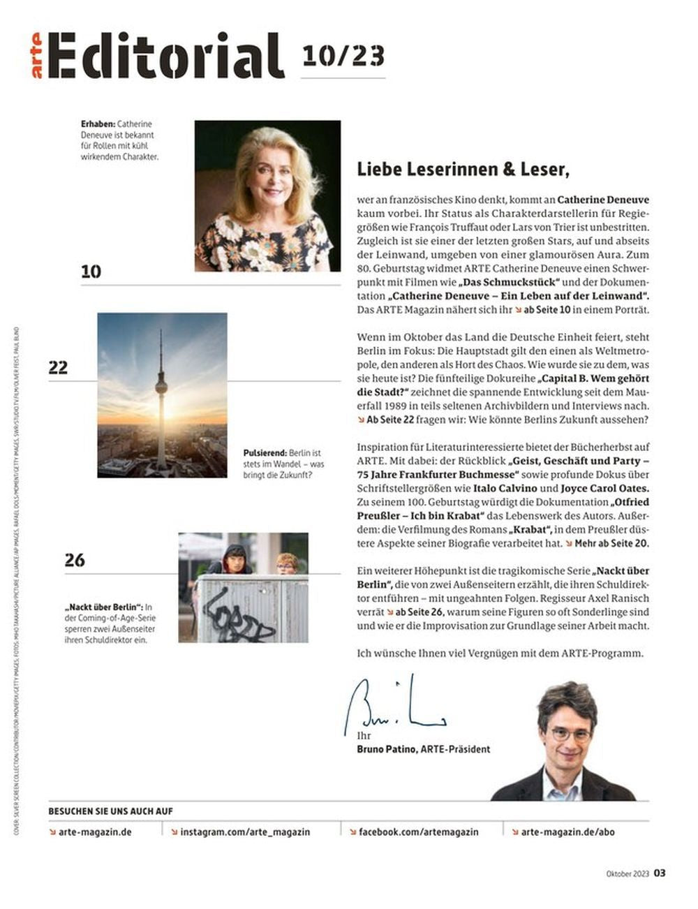 Arte Magazin Deutschland 2023-10 Catherine Deneuve