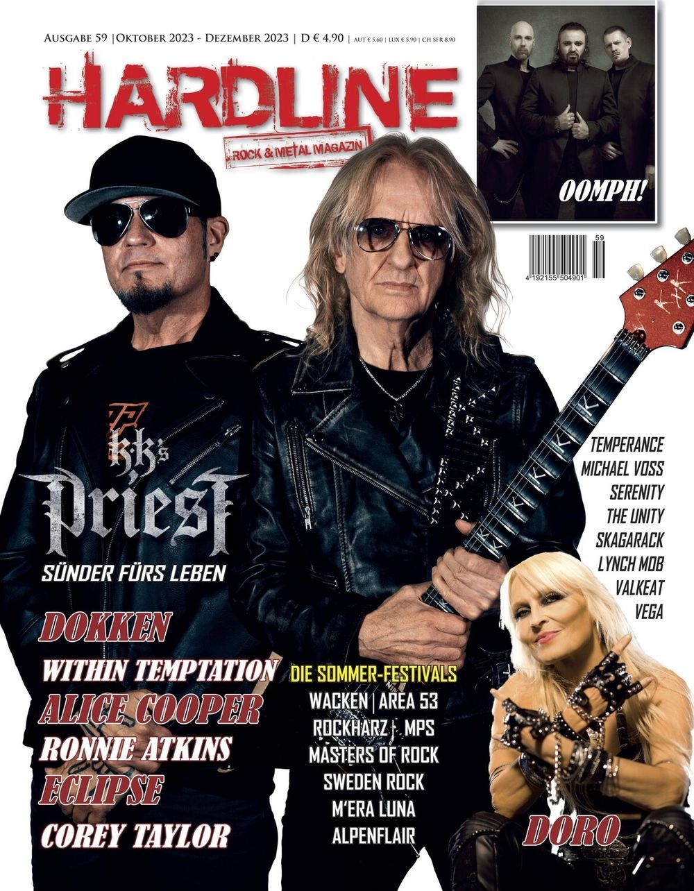 Hardline Magazin Deutschland 2023 #59 KKs Priest Oomph Dokken Doro Alice Cooper