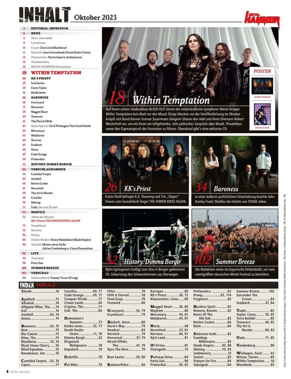 Metal Hammer Magazin Deutschland 2023-10 Within Temptation KKs Priest Baroness