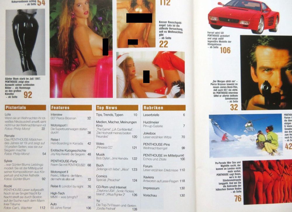 Penthouse Magazin Deutschland 1997-12 Pierce Brosnan Bob Dylan Lola Anders
