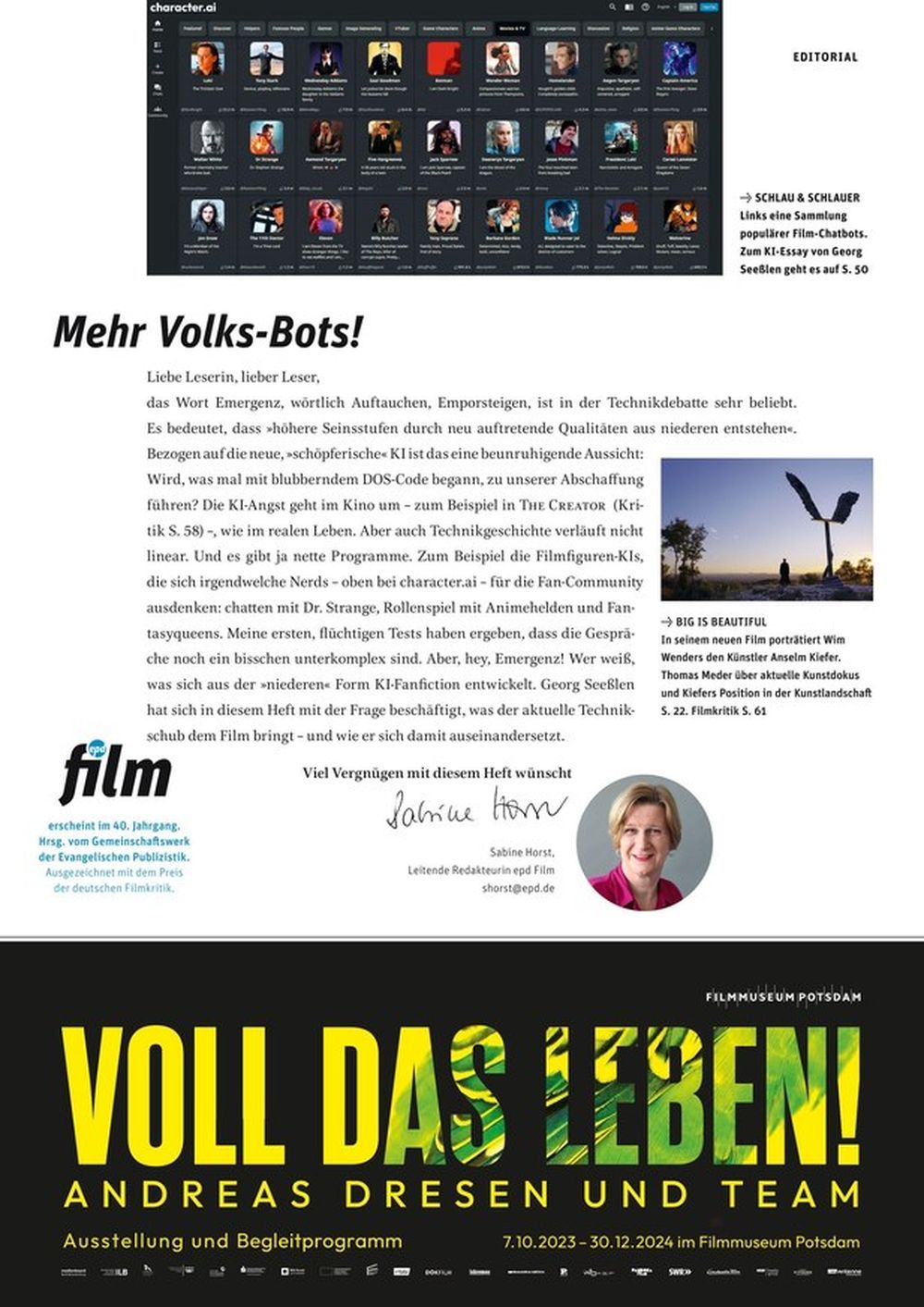 EPD Film Magazin Deutschland 2023-10 Leonardo DiCaprio Robert De Niro Lily Gladstone