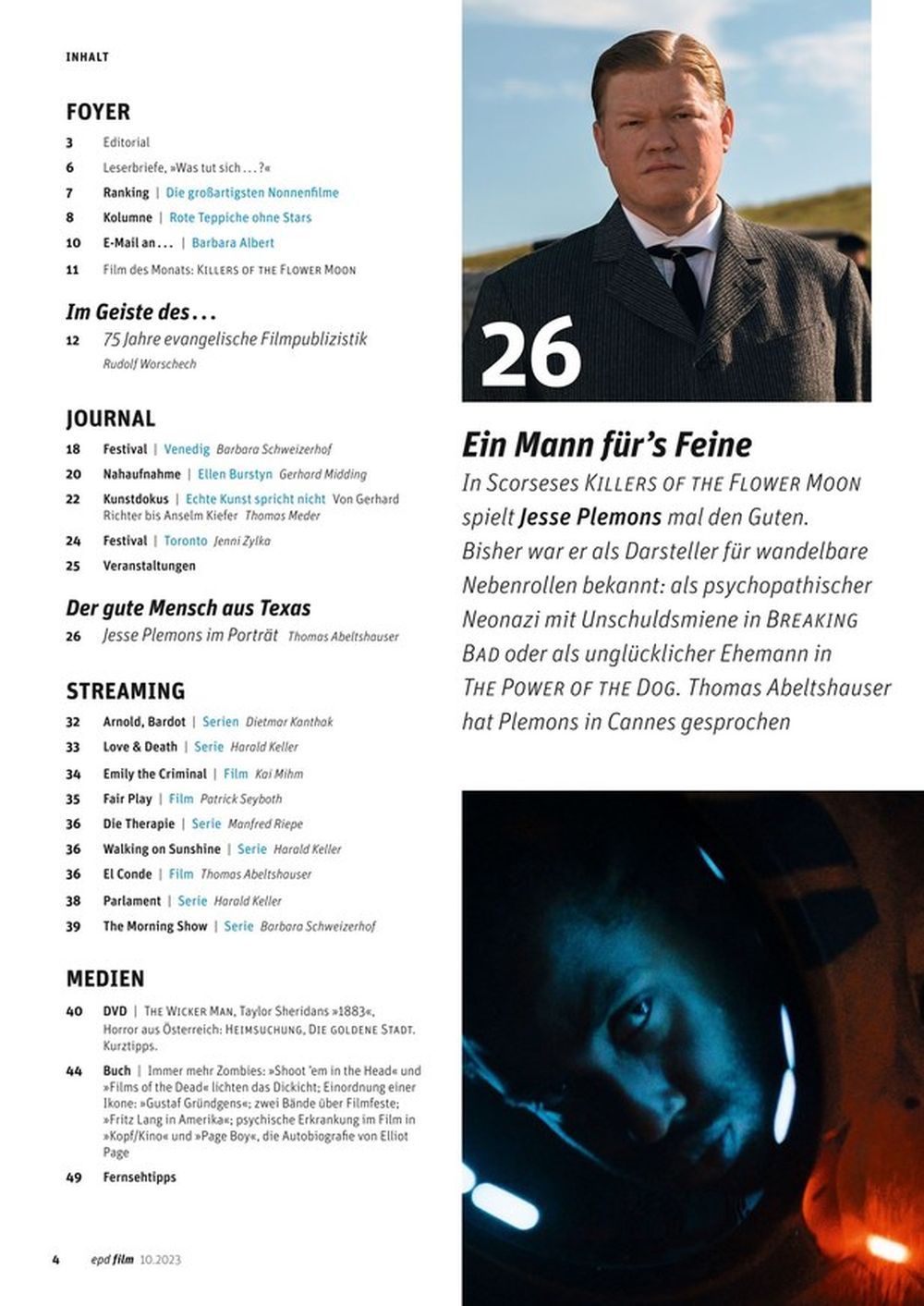 EPD Film Magazin Deutschland 2023-10 Leonardo DiCaprio Robert De Niro Lily Gladstone
