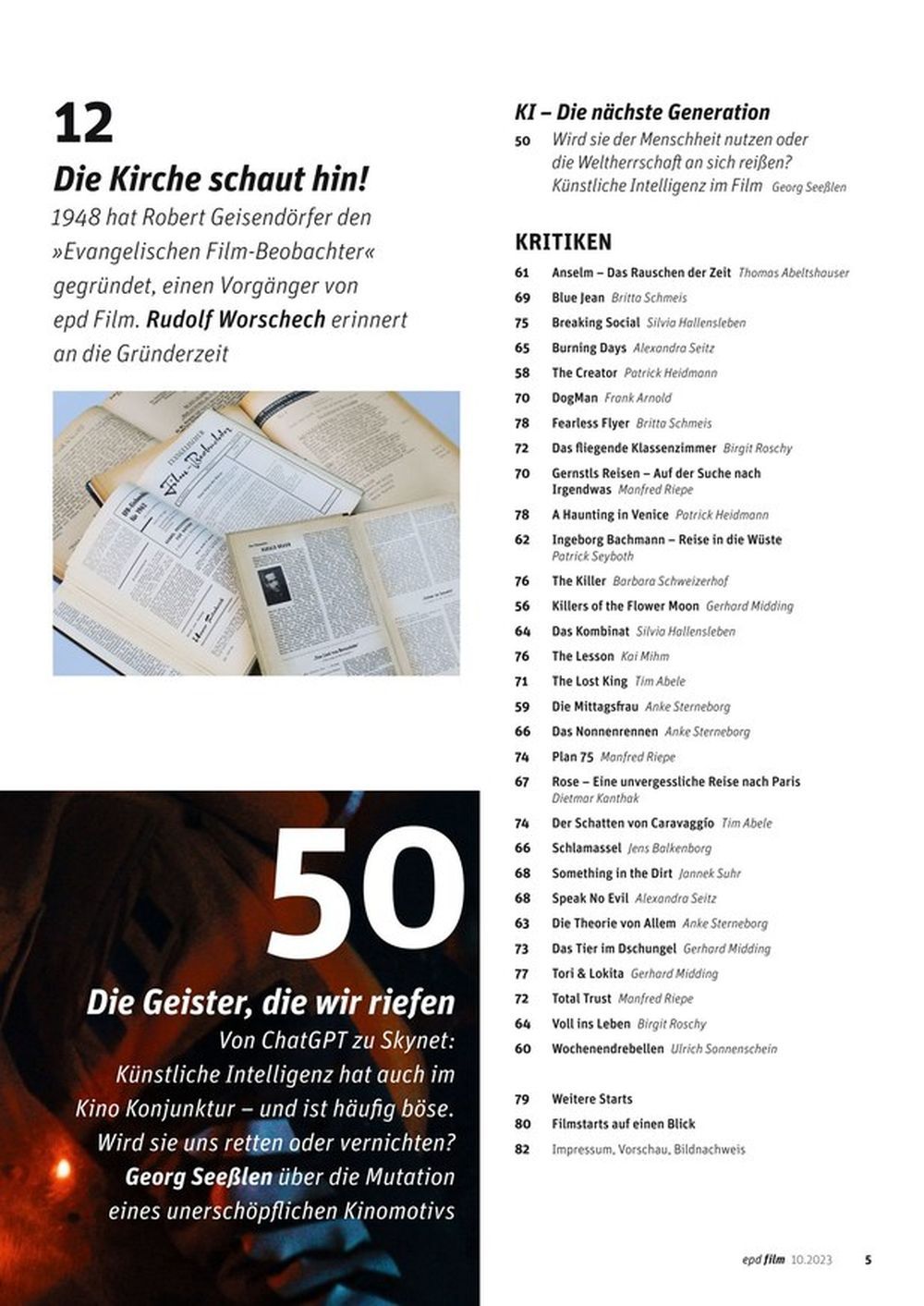 EPD Film Magazin Deutschland 2023-10 Leonardo DiCaprio Robert De Niro Lily Gladstone