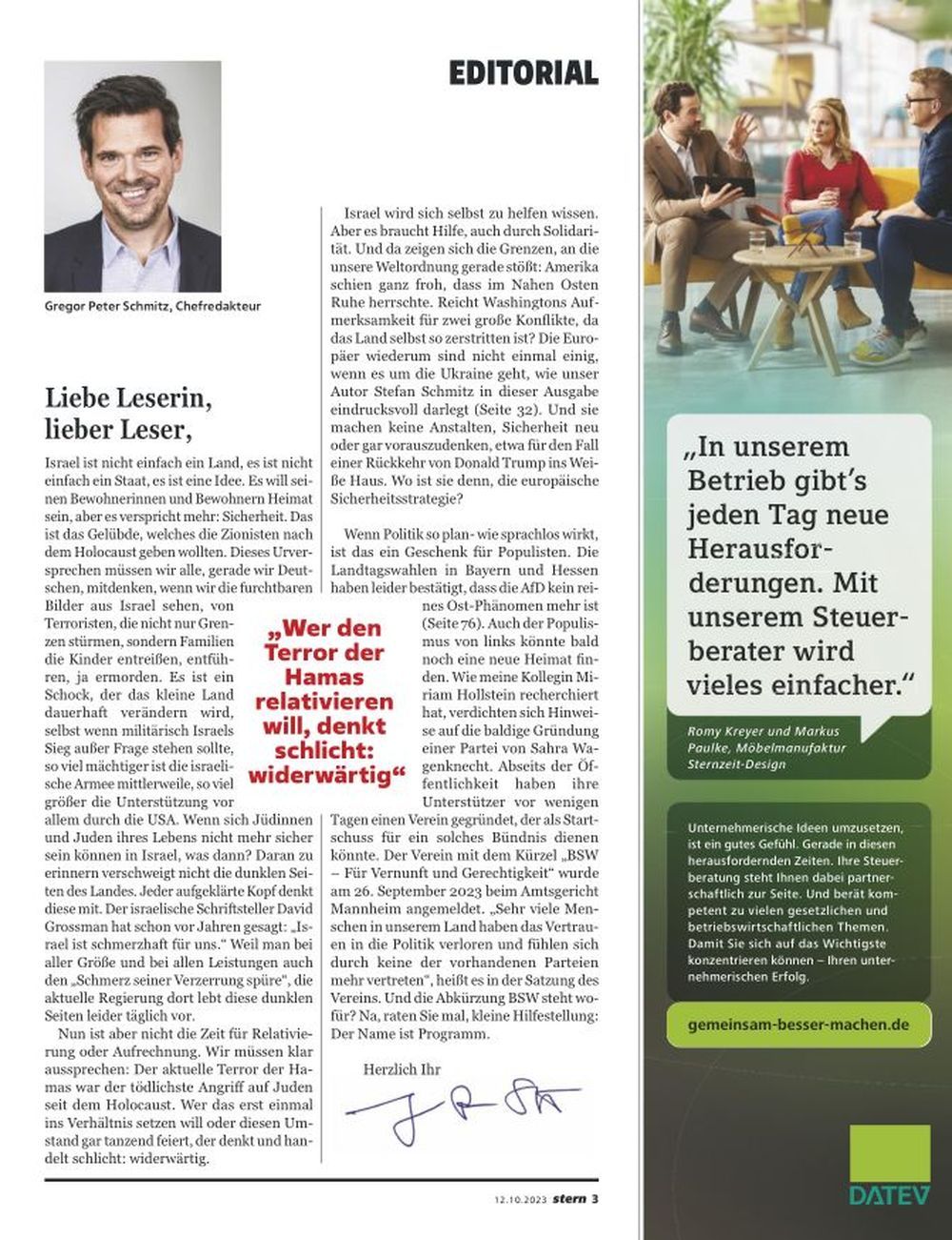 Stern Magazin Deutschland 2023-42 Israel Horror Hamas