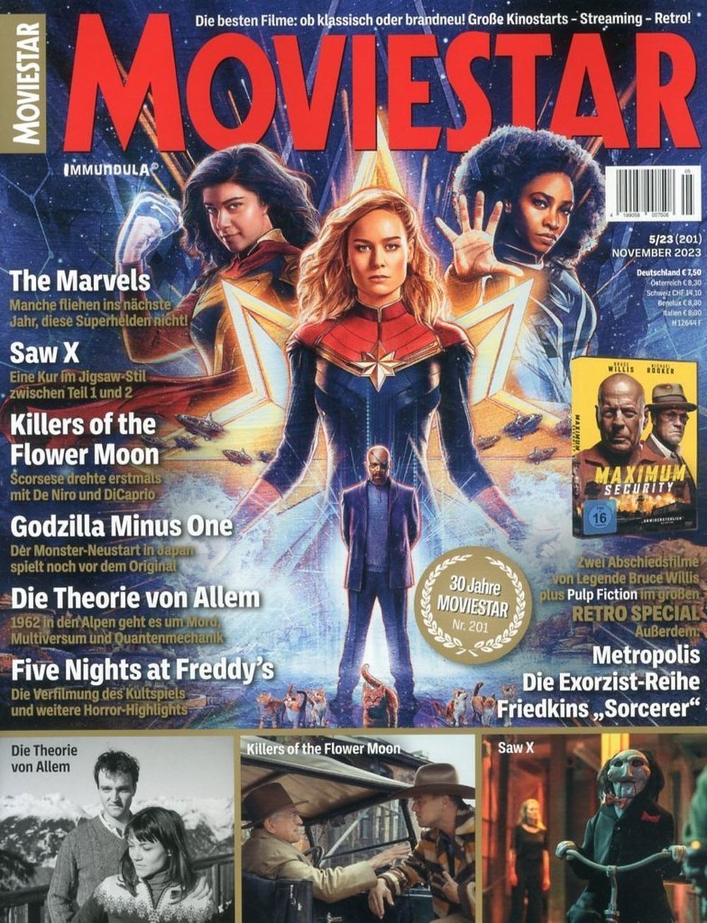 Moviestar Magasin Tyskland 2023 #201 Brie Larson The Marvels Flowermoon Saw