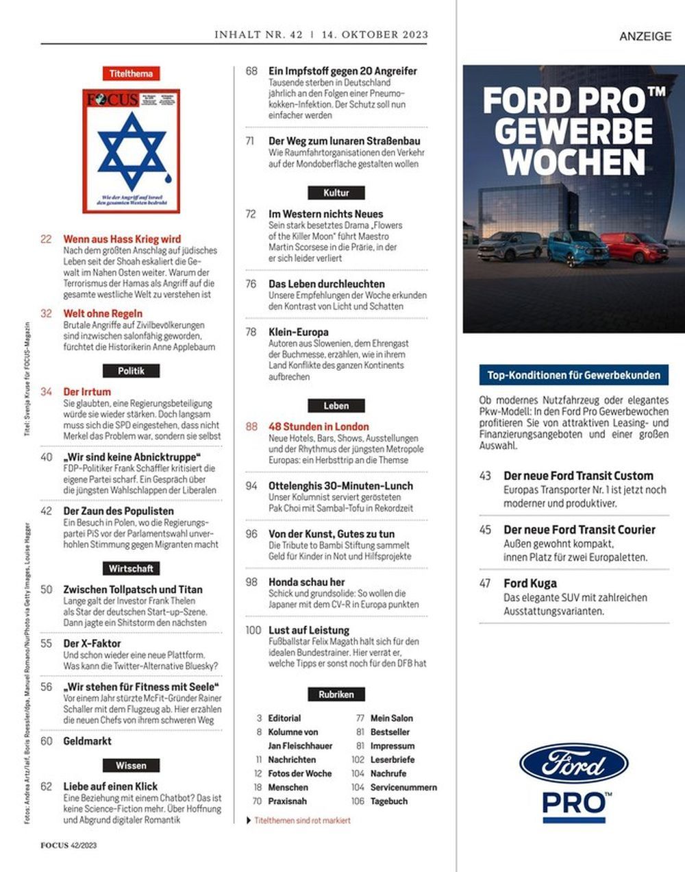 Focus Magazin Deutschland 2023-42 Israel Horror Hamas