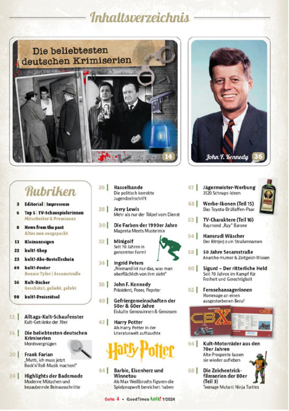 Kult Magasin Tyskland 2024 #29 Bonnie Tyler Sesame Street Kennedy Walt Disney