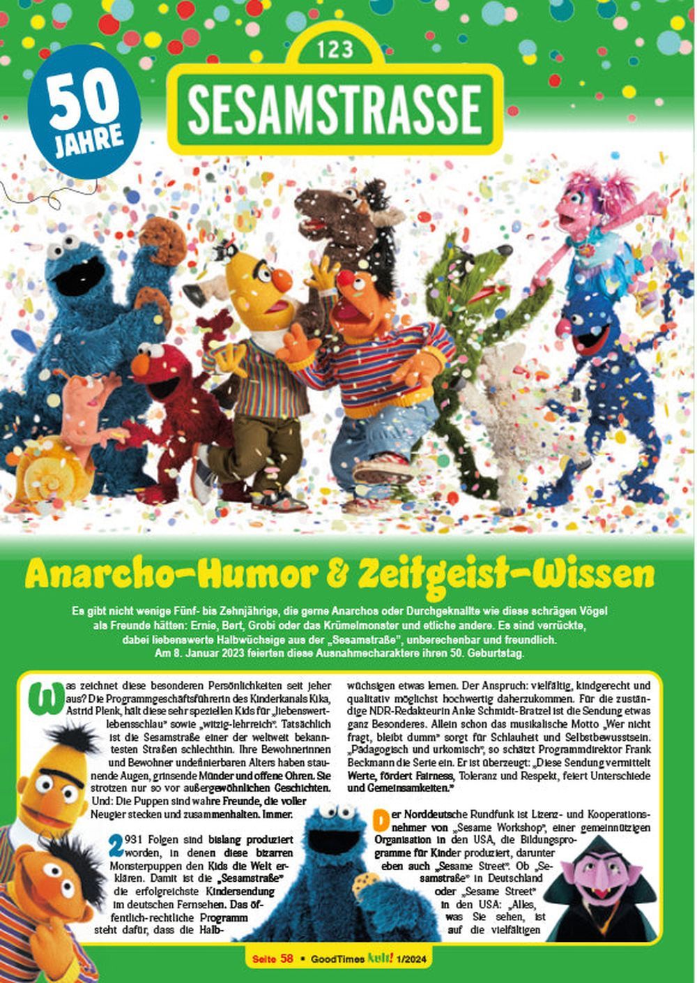 Kult Magasin Tyskland 2024 #29 Bonnie Tyler Sesame Street Kennedy Walt Disney