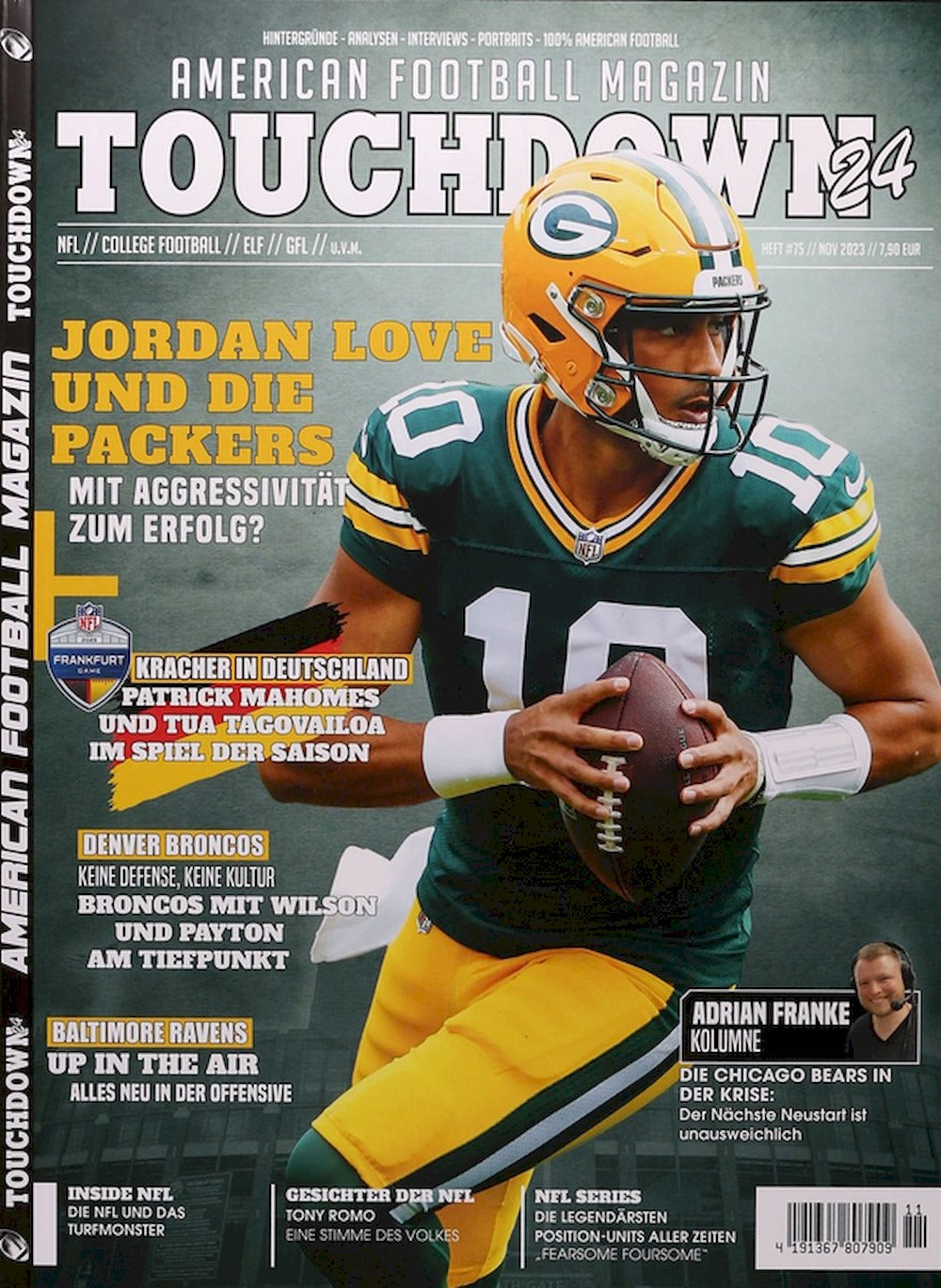 Touchdown Magasin Tyskland 2023 #75 Jordan Love Patrick Mahomes Originaludgave