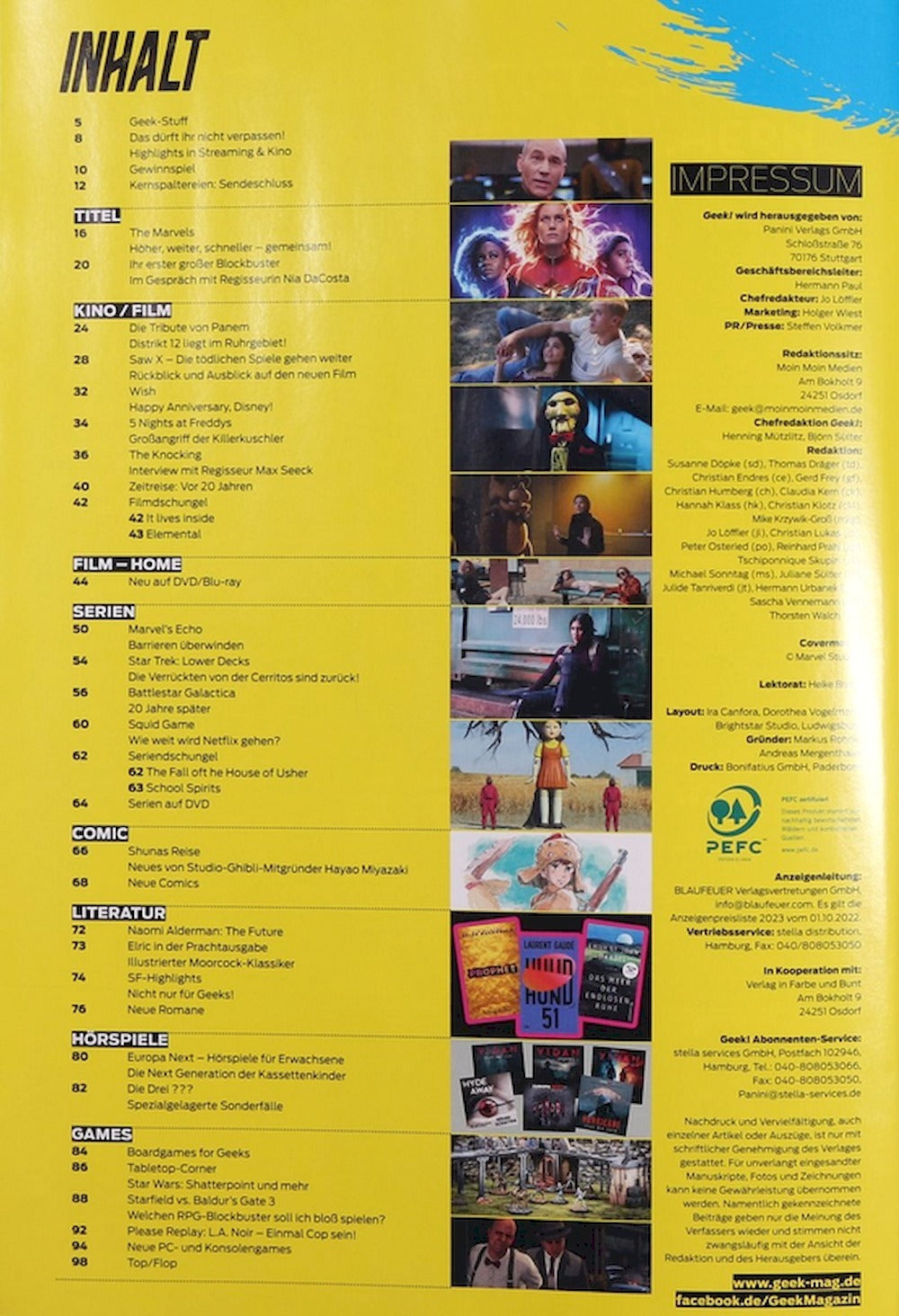 Geek Magazin Deutschland 2023 #69 The Marvels Galactica Panem