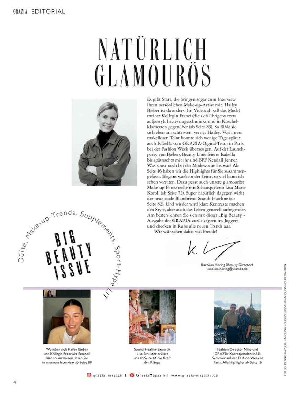 Grazia Magazine Allemagne 2023-23 Lisa-Marie Koroll Hailey Bieber