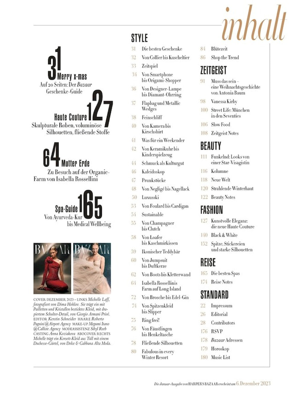 Harpers Bazaar Magazine Allemagne 2023-12 Michelle Laff