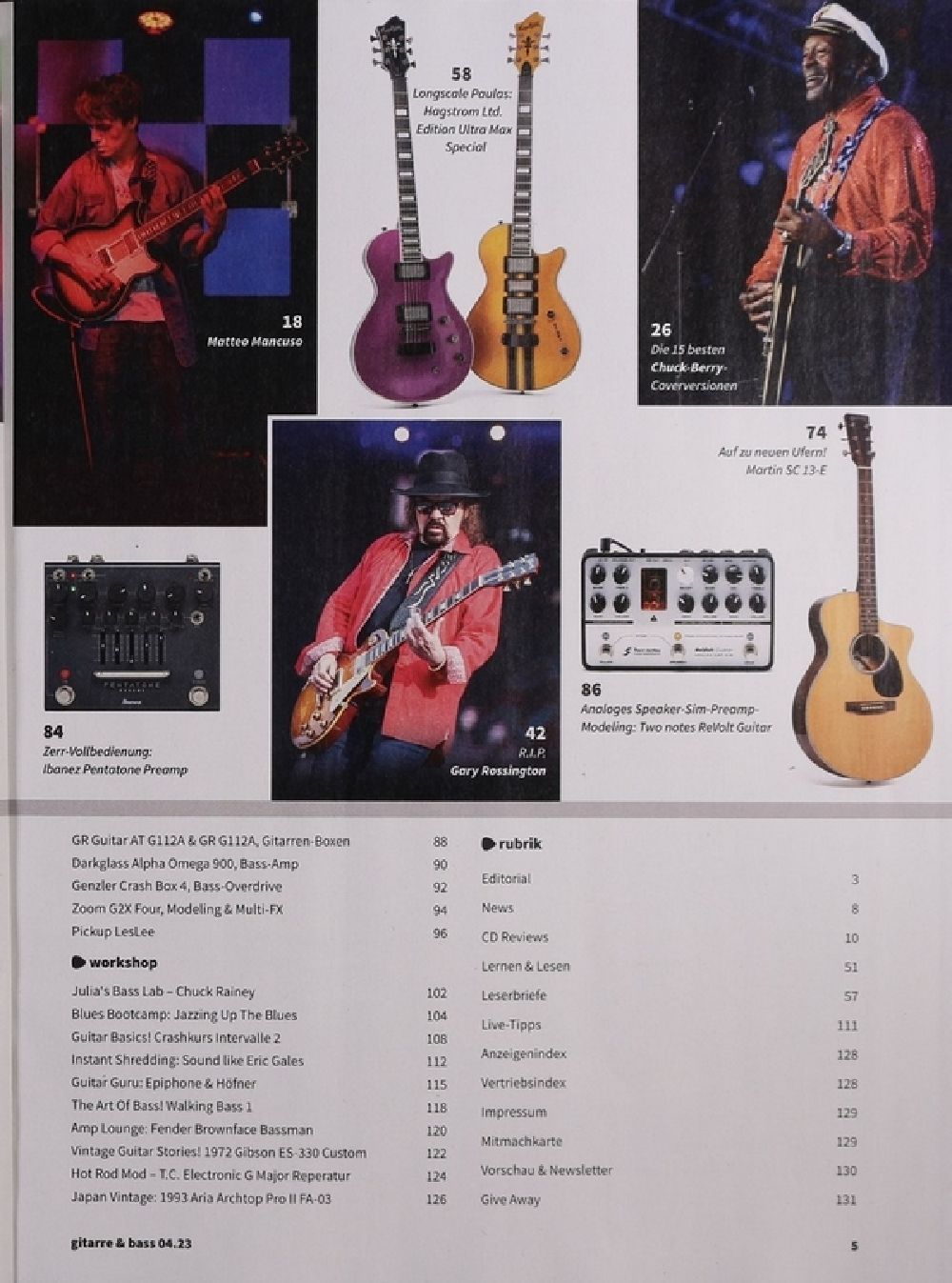 Gitarre & Bass Magasin Tyskland 2023-04 Laura Cox Chuck Berry Mick Box Originaludgave