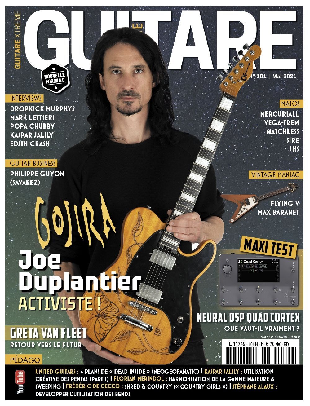 Guitare Xtreme Rivista Francia 2021 #101 Joe Duplantier Kaspar Jalily Mark Lettieri Edizione originale