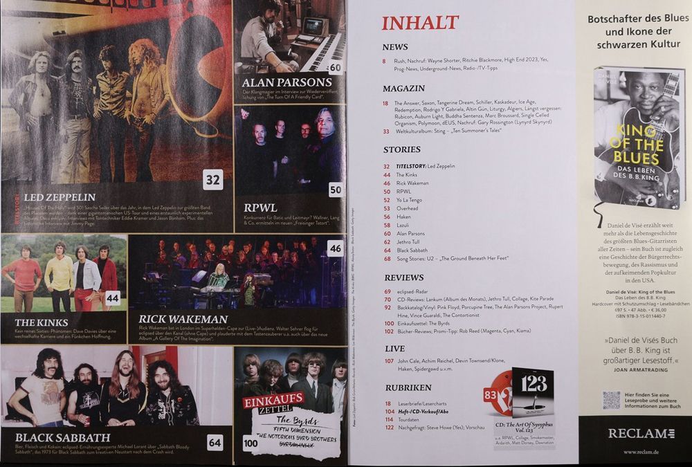 Eclipsed Magazin Deutschland 2023 #249 Led Zeppelin Alan Parsons Rick Wakeman