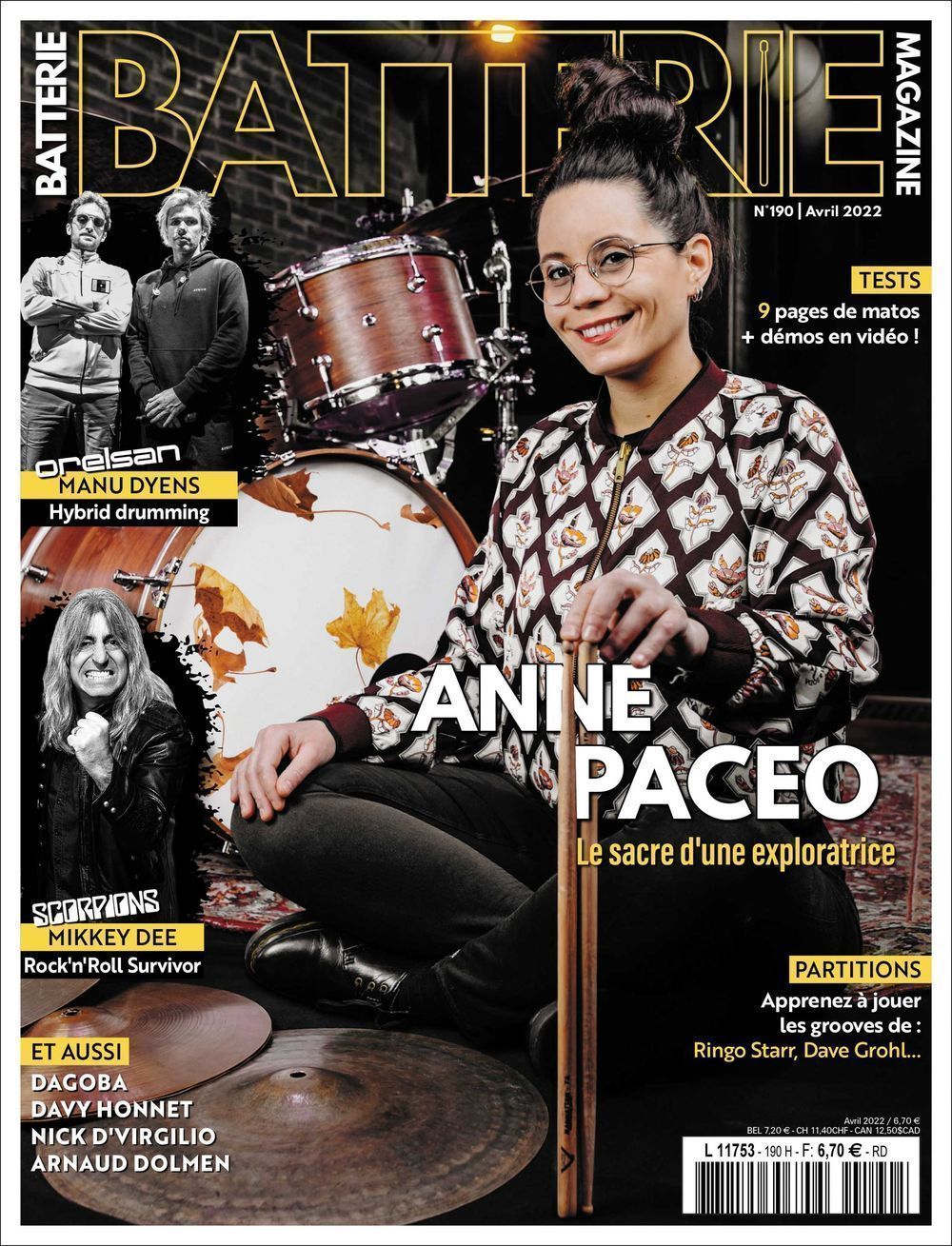 Batterie Revista França 2022 #190 Anne Paceo Manu Dyens Mikkey Dee Edição original