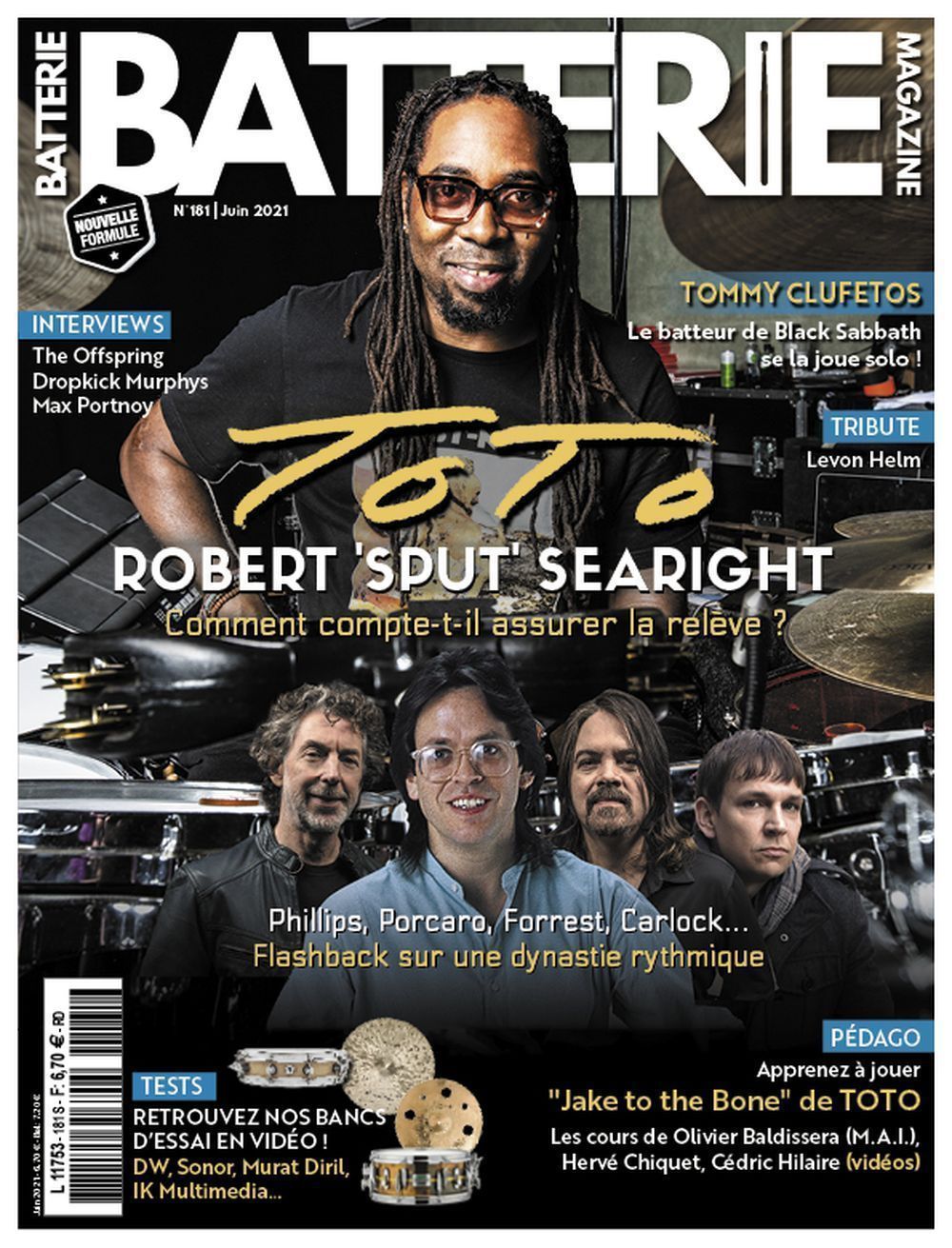 Batterie Magasin Frankrig 2021 #181 Robert Searight Jeff Porcaro Simon Phillips Originaludgave