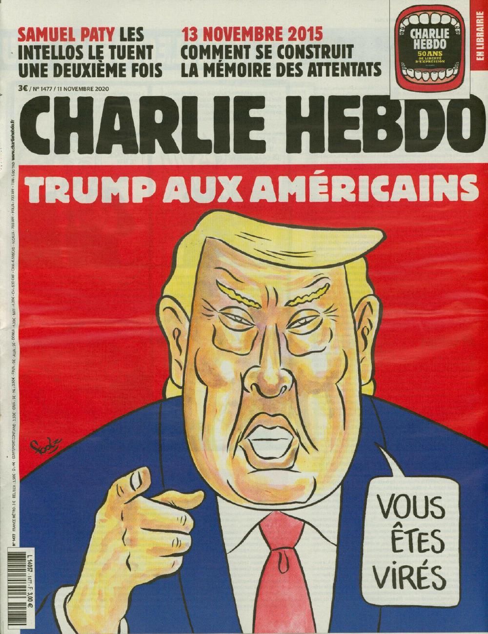 Charlie Hebdo Magazine France 2020 #1477 Donald Trump Édition originale