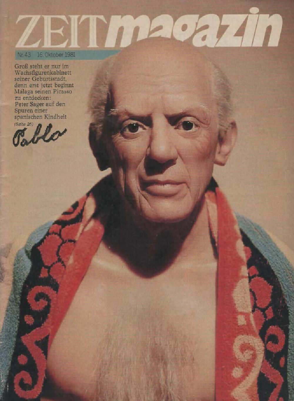 Zeit Magazine Allemagne 1981-43 Pablo Picasso ACCEPTABLE