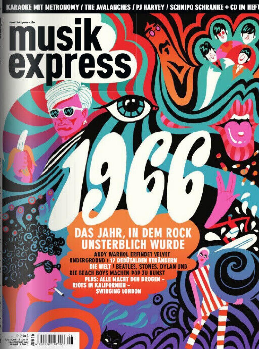 Musikexpress Magasin Tyskland 2016-08 Andy Warhol Velvet Underground Originaludgave