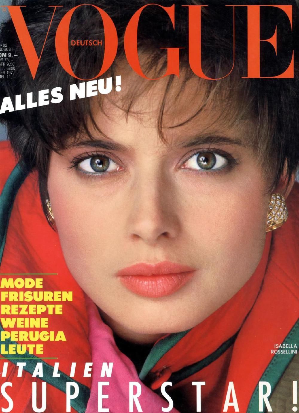 Vogue Revista Alemania 1982-08 Isabella Rossellini Edición original