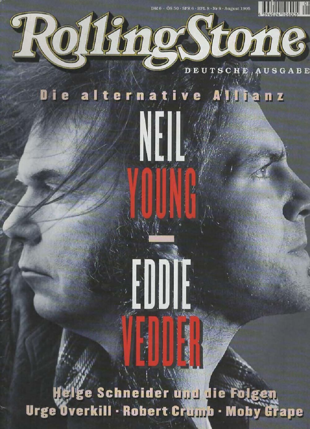 Rolling Stone Magazin Deutschland 1995-08 Neil Young Eddie Vedder Urge Overkill