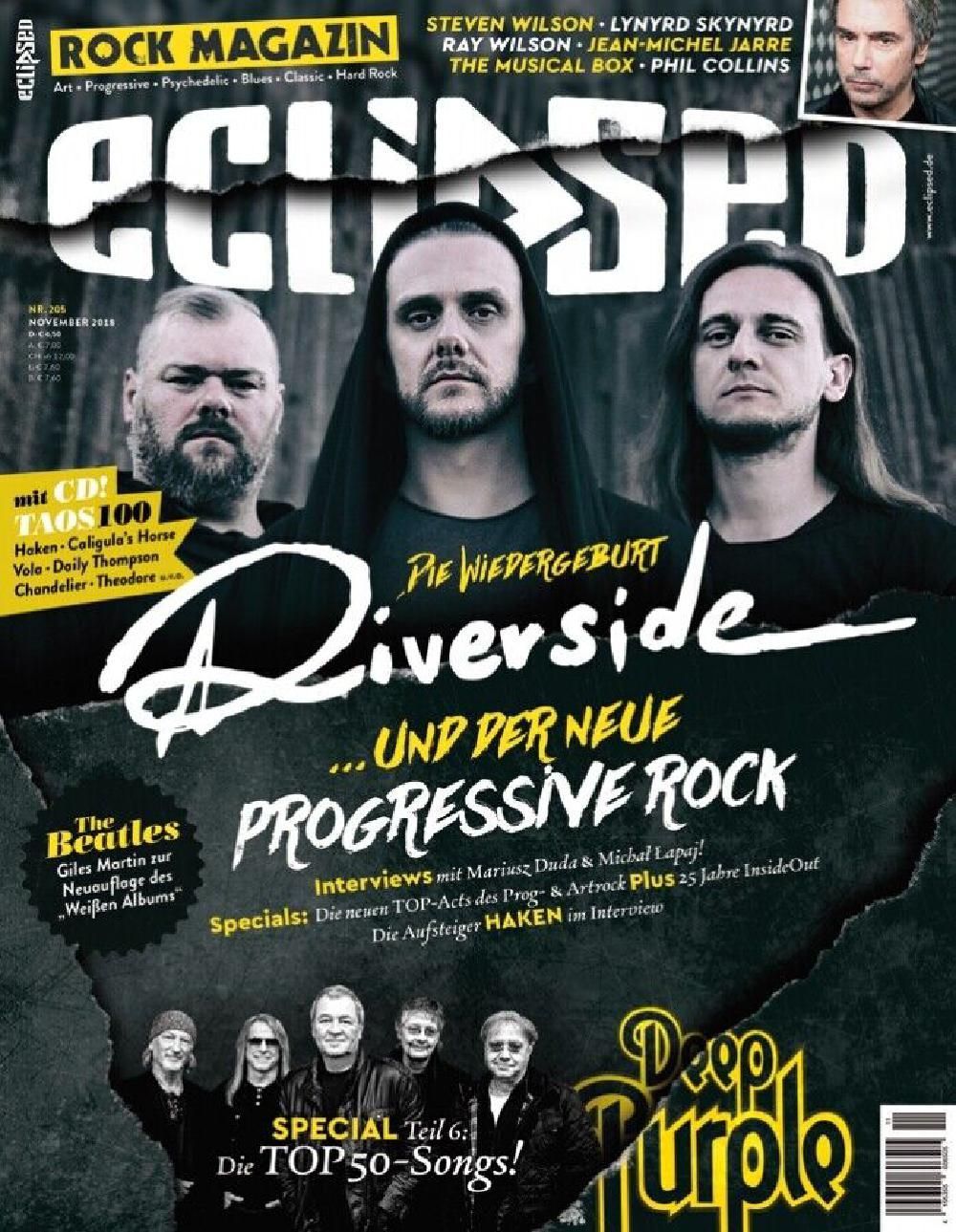 Eclipsed Magazine Allemagne 2018 #205 Riverside Beatles Wilson Lynyrd Skynyrd Édition originale