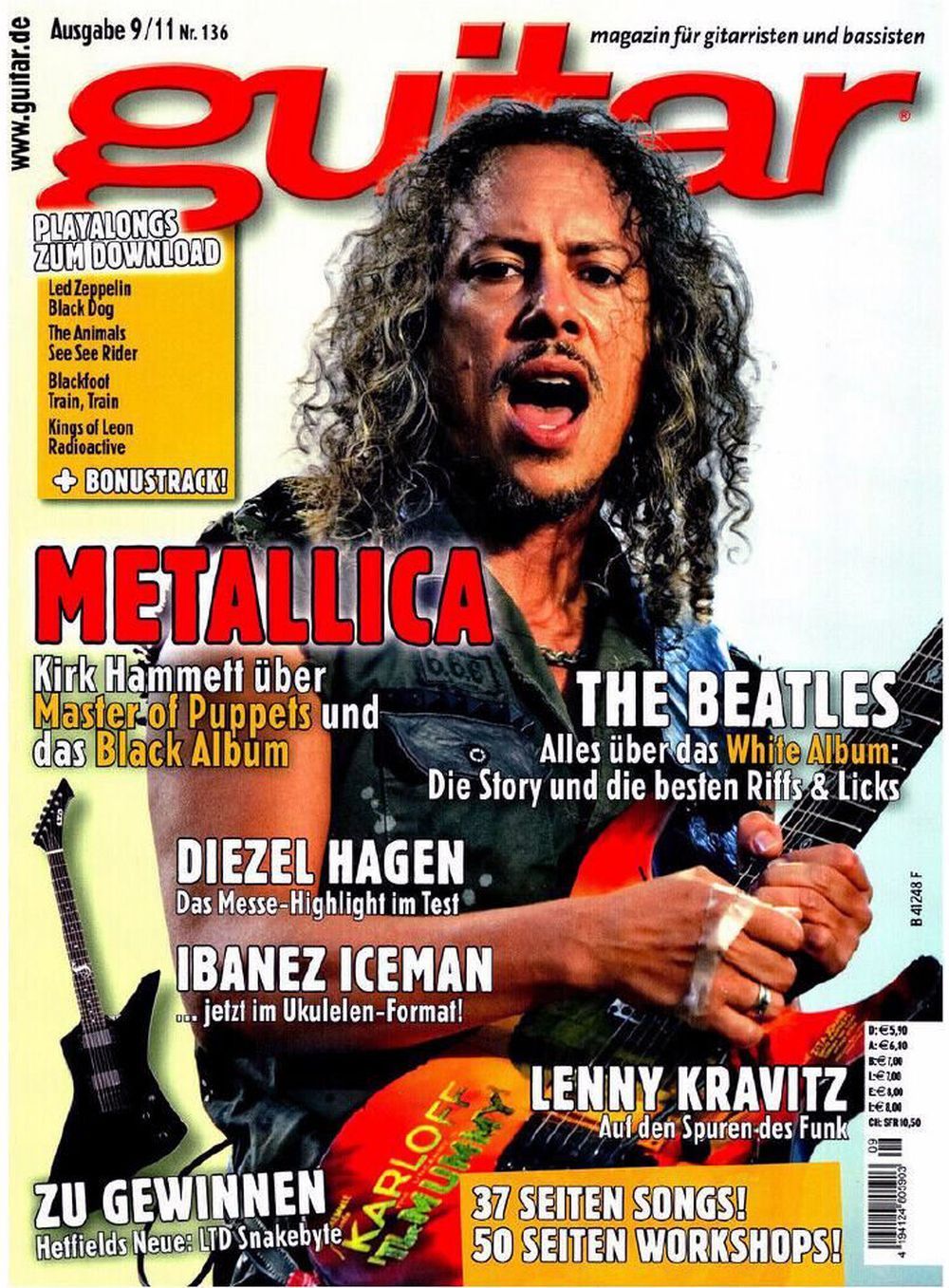 Guitar Lehti Saksa 2011-09 – Metallica Kirk Hammett – Alkuperäinen painos