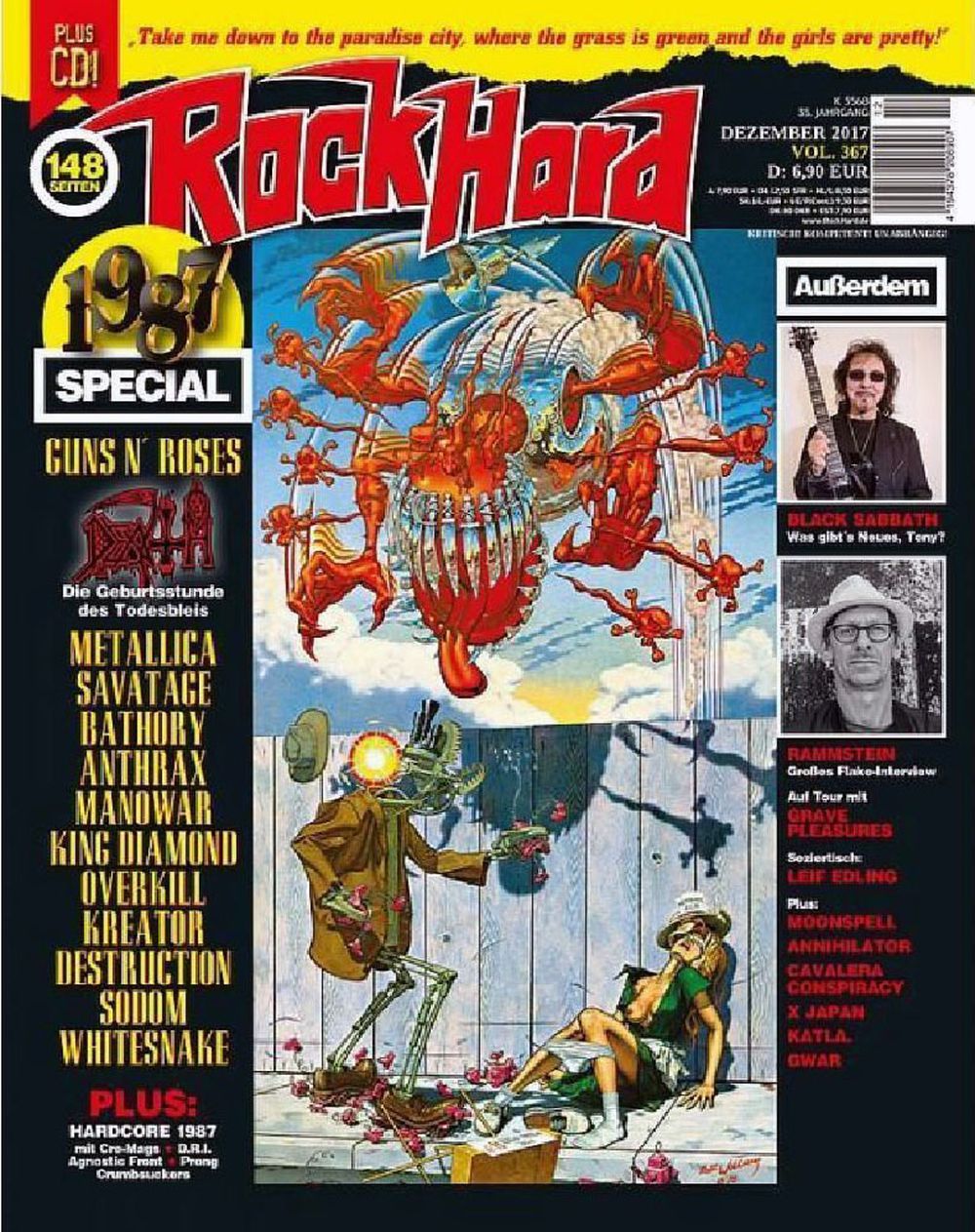 Rock Hard Magazine Allemagne 2017 #367 Guns 'N Roses Death Black Sabbath Metallica