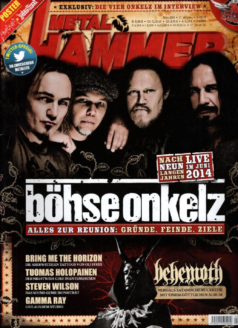Metal Hammer Magasin Tyskland 2014-03 Böhse Onkelz Behemoth Steven Wilson